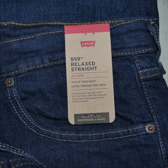 Levis 559 Men's Size 54x32 Jeans Relaxed Fit Straight Leg Dark Wash Denim NWT - Picture 7 of 10